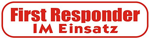 INDIGOS UG - Magnetschild Auto First Responder im Einsatz 45 x 12 cm - Magnetfolie LKW Truck Transporter Baustellenfahrzeug Firmenwagen - flexibel abnehmbar, wetterfest & wiederverwendbar