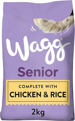 Wagg Senior Complete Dry Dog Food Chicken & Rice 2kg (Pack of 4) - 28% Meaty Ingredients | Meaty & Delicious - 100% Balanced with Natural Ingredients - Supports Digestive Health