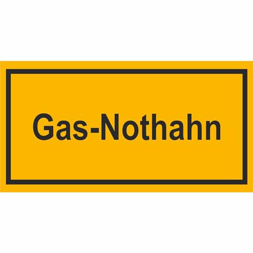 Indigos UG Aufkleber Gas-Nothahn 30x20 cm - selbstklebender Sicherheits Aufkleber für Tür oder Wand - Warnschild für Gebäude, Hotel, Büro, Firma, Haus, Praxis