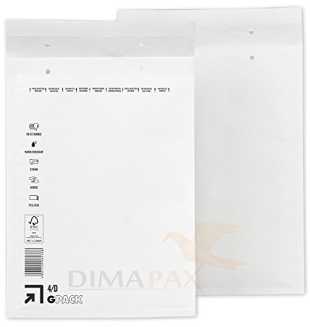 100 x Luftpolsterversandtaschen Weiss - Gr. D / 4 [ 200 x 275 mm ] Luftpolstertaschen Versandtaschen dimapax