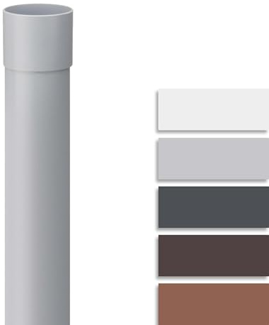 INEFA Fallrohr 1m x DN100 / 100mm Grau Kunststoff | PVC-U, Steckmontage ohne Werkzeug, Regenwasserableitung vom Dach, kompatibel mit gängigen Dachrinnensystemen