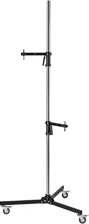 Walimex pro Rollstativ 223cm - Robustes Studiostativ mit 2 schnell verschiebbaren Klemmhaltern und stabilen Rollen, belastbar bis 12kg - Ideal für die vielfältige Befestigung von Studio-Equipment