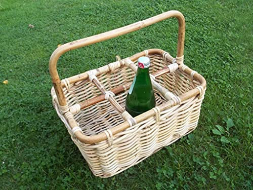 Flaschenkorb, Flaschenträger aus Rattan für 6 Flaschen