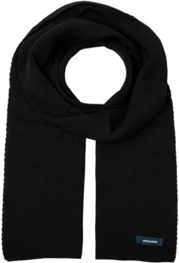 JACK & JONES Herren Schal JJDNA KNIT SCARF NOOS, Einfarbig, Gr. One size, Schwarz (Black Black)