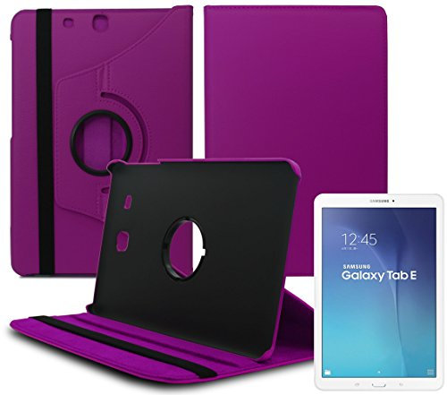 Gadget Giant Samsung Galaxy Tab E 9,6 (T560 – t561) Smart función de atril – Plain de piel sintética hecha a medida 360 Degree funda giratoria Folio con incorporado sueño y despierto característica con pantalla de cristal templado vidrio
