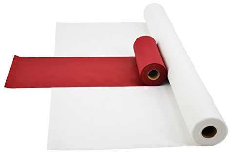 Sensalux Kombi-Set 1 Tischdeckenrolle 1,5m x 25m + Tischläufer 30cm (Farbe nach Wahl) Rolle weiß Tischläufer Bordeaux