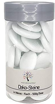 Strand Beach Glassteine Deko-Steine Kieselstein Streudeko Tischdeko ca.500 g Natur weiß Dose Ø 3,2 cm – Tisch, Vase, Aquarium, Hochzeit, Sommerparty – Dekosteine für maritime & kreative Gestaltung