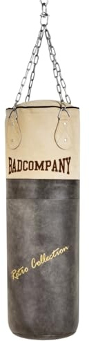 Bad Company Retro Rindsleder Boxsack inkl. Heavy Duty Vierpunkt-Stahlkette 100 x 35 cm (28 kg)