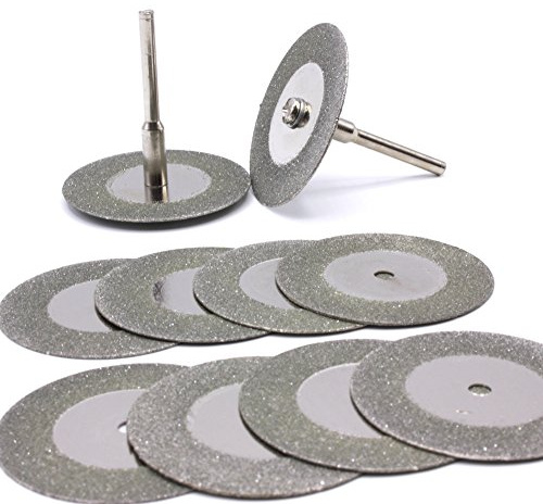 Dophee 10PCS 35mm Diamond Cutting Off Discs with 2 Arbors Rotary Tool for Metal Glass Ceramics Porcelain Carbide Gem Stones