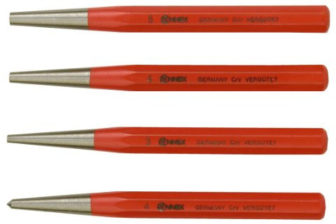 Connex COXT653104 Körner- und Durchschlagsatz, 4-teilig, Chrom-Vanadium