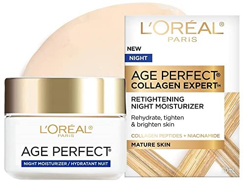 L'Oreal Paris Skin Care Age Perfect Night Cream, Anti-Aging Face Moisturizer With Soy Seed Proteins, 2.5 Oz