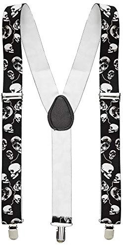 W WIDMANN MILANO Party Fashion - Bretelles avec motifs têtes de mort, réglables, accessoire de costume pour Halloween et carnaval