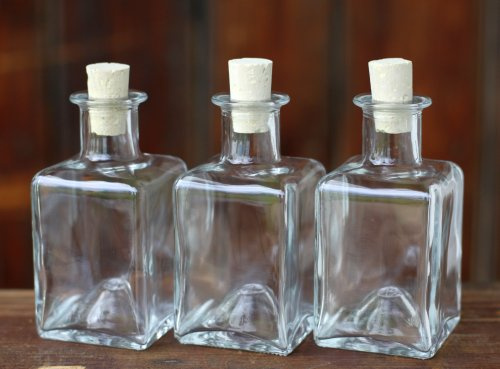 condecoro 3X Glasflasche Picasso 200ml Leere Flaschen mit Korken, zum selbst Abfüllen, 0,2l Liter, Likörflasche Schnapsflasche Ölflasche, 3 Stück
