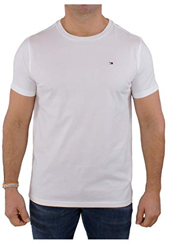 Tommy Hilfiger herr-t-shirt, kortärmad, rund halsringning, Vit (vit), S