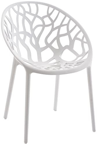 CLP Gartenstuhl Hope Kunststoff I Stapelstuhl wetterfest und UV-beständig I Outdoorstuhl pflegeleicht I Sessel für draußen, Farbe:weiß
