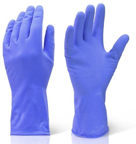 2 Pairs Of Medium Blue Industrial Cleaning & Washing Up Rubber Gloves. Comes With TCH Anti-Bacterial Pen!