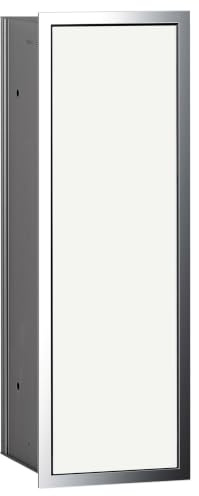 EMCO ASIS 150 Unterputz Badschrank für WC-Bürste, /Glas, Einbauschrank, Türanschlag wählbar Weiß Chrom 49,5 cm Unterputz