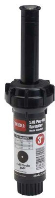 Toro 53818 3-Inch Pop-Up Fixed-Spray with Adjustable Nozzle Sprinkler, 0-360-Degree, 15-Feet,Blacks