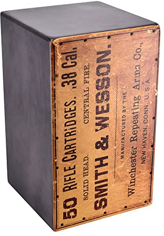 VOLT Cool-Cajon The Ammo Cajon Design Percussion (Cajon Set inkl. Lernbuch Cajon-Schule Cajon Basics + CD & Seatpad, Größe:L) geeignet ab 10 Jahren