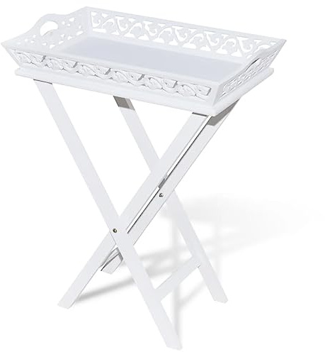 vidaXL Serviertisch/Beistelltisch mit Tablett Weiß