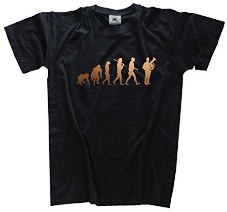 Shirtzshop T Shirt Bronze Edition Tenorhorn Hornbläser Orchester Konzert Evolution, Schwarz, L