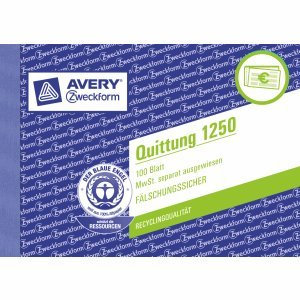 AVERY Zweckform 10 x Formularbuch Quittung A6 quer VE=100 Blatt