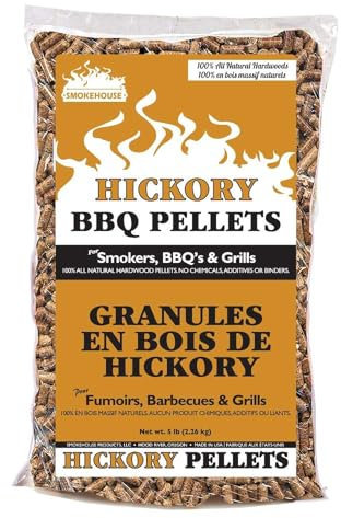 Smokehouse Products 9760-020-0000 5 pund väska helt naturligt Hickory smaksatt träpellets, bulk