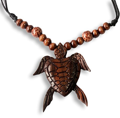 Island Piercings Halskette Anhänger aus Holz Schildkröte Handarbeit längenverstellbar N244