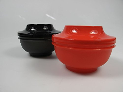 TUPPERWARE Reis Reisschälchen 350 ml Rot + Schwarz Dose Sushi Reis Schale Japan