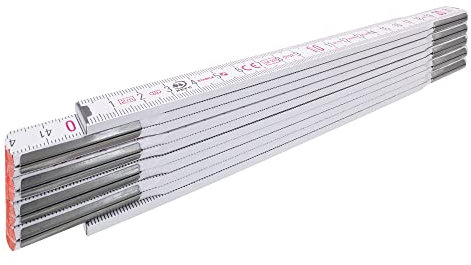 STABILA Zollstock Type 1607, 2 m, weiß, metrische Skala, hochwertiger Meterstab aus PEFC-zertifiziertem Holz, umschließende Gelenkplatten