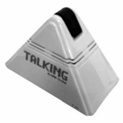 ILA Pyramid Talking Clock - Triangular, White With Black Bottom, Modern, Animal Theme, Cuckoo, Silent, Battery Powered, Tabletop