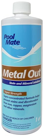 Pool Mate 1-Quart Concentrated Metal Out Stain and Mineral Inhibitor, Pool Metal Remover, Stain Remover, Made in USA