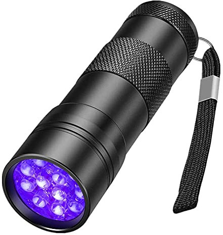 MegaPower (TM) Linterna UV de luz negra, 12 LED 395 nm, linterna de detección de mano para orina de mascotas, manchas, verificación de documentos de dinero, color negro