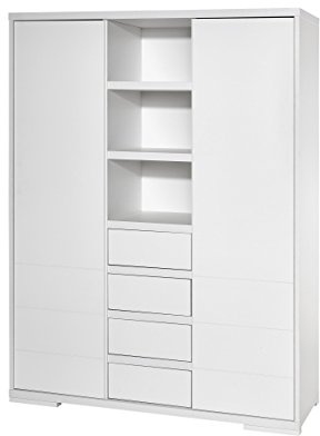 Schardt - Kinder Kleiderschrank MAXX weiß - inkl. 2 Türen und Mittelregal 191x139x53cm (HxBxT).