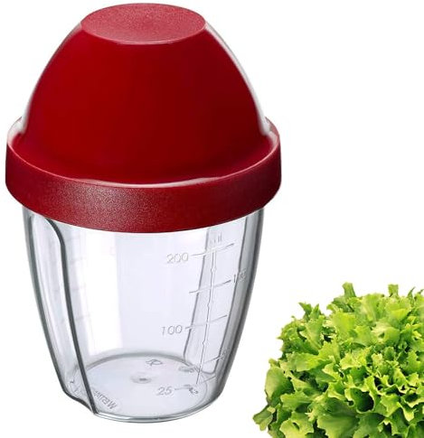 Westmark Recipiente/Shaker con disco mezclador extraíble, Capacidad: 0,25 l, Altura: 12,8 cm, Plástico, Sin BPA, Mix-Ei, Color: transparente/rojo, 30892270