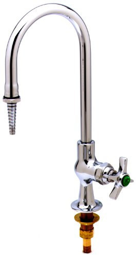 T&S Brass BL-5705-01 Lab Faucet, Single Temperature Control, Rigid Gooseneck, Serrated Tip, 1/2-Inch Npt Male Inlet