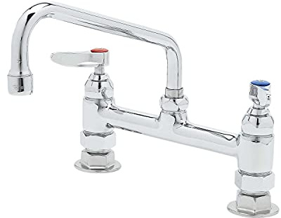 T&S Brass B-0220-061X Deck Mount Mixing Faucet, Eternas, 10 Swing Nozzle (061X), Lever Handles, 8