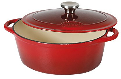 Sitram 710839 - Cacerola (hierro, color crema y rojo), forja, rojo/beige, 36 x 28 x 14 cm