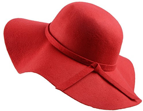 Urban CoCo Damen Filzhut mit breiter Krempe, faltbar, Fedora, Floopy Wollhut, rot, 57 EU