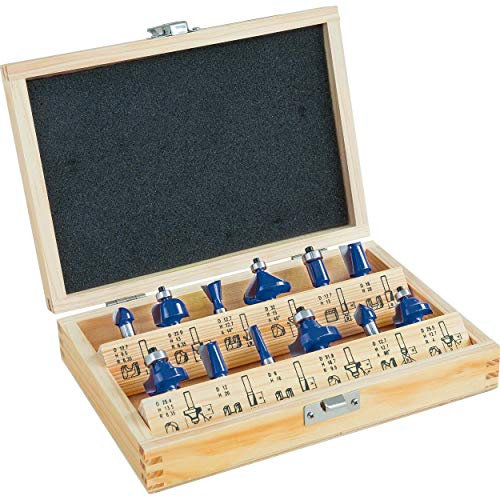 LUX-TOOLS Oberfräser-Set 12-teilig | Präzisionsfräsungen dank Profi-Qualität | Zum Profilieren, Runden, Nuten oder Glätten von Oberflächen in der Holzverarbeitung