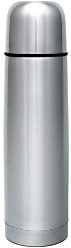 GRÄWE Thermosflasche, Edelstahl Trinkflasche, Thermoskanne, Isolierflasche für unterwegs mit Becher, auslaufsicher, spülmaschinengeeignet (Silber, 750 ml)