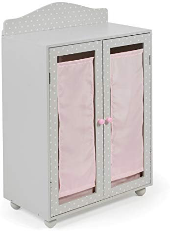 Bayer Chic 2000 - Puppen-Kleiderschrank, Schrank für Puppen aus Holz, Puppenmöbel, Puppenschrank, Puppenzubehör, Puntos Grey, grau