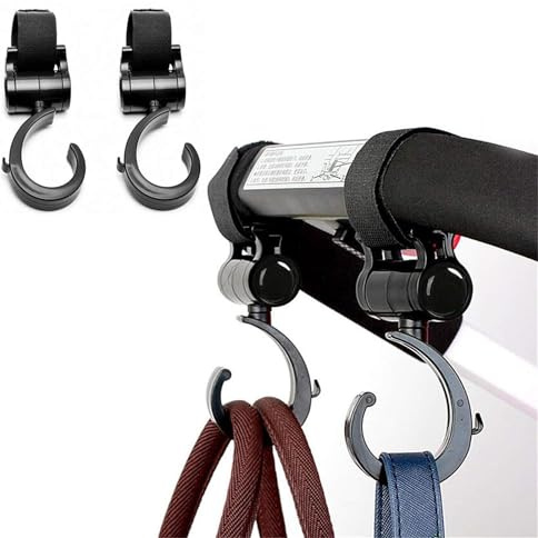 Stroller Hooks 2 Pack Organizer Clip Travel Purse Shopping Diaper Bags,Stroller, Pram for Babyzen Yoyo, Britax, Bugaboo, Bob, Pushchair, Buggy