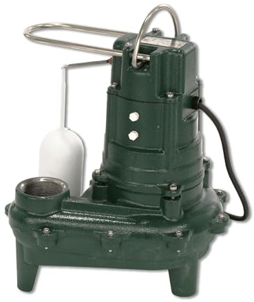 Zoeller M266 - Automatic Sewage Pump - ½ HP - Oil-filled Motor and Cast Iron Housing - Stainless Steel Hardware - Factory Tested and Float Operated - Submersible Sewage Pump - 115V