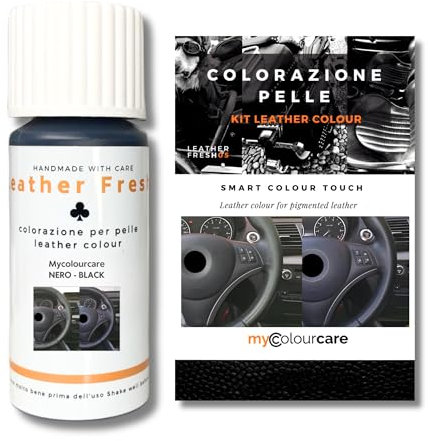 Mycolourcare Kit Ritocco 3-in-1 Colore Nero per Pelle Ecopelle Similpelle Alternativa al Coprivolante Facile Applicazione auto barca moto borsa scarpe