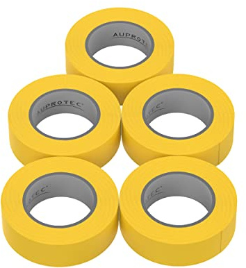 AUPROTEC 5 rullar VDE elektrisk isoleringstejp PVC isoleringsband 15 mm x 10 DIN EN 60454-3-1 färg: gul