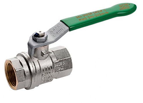 RuB Kugelhahn, Messing, S.84, 1/2 Zoll, Gemäß DIN DVGW - Trinkwasser, Hebel Griff Grün