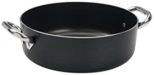 Agnelli Pentole, ALSA106SS32, Casseruola Bassa Antiaderente con 2 Maniglie Inox, Alluminio, Argento