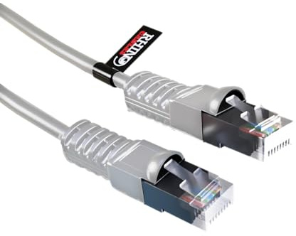 rhinocables Snagless Shielded Cat5e Cable – FTP RJ45 Ethernet Lead with LSZH Jacket for Safer Indoor & Outdoor Use | Strong 350MHz Gigabit Performance for Networked Devices (Grey/Beige, 5m) | FTP RJ45 Ethernet Lead with LSZH Jacket for Safer Indoor & Outdoor Use