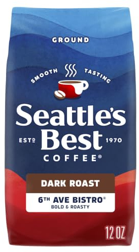 Seattles Best Coffee 6th Avenue Bistro Dark Roast Ground Coffee 340g Bag | smooth roasted Arabica beans; 6th Ave Bistro dark roast blend; single 12 oz bag